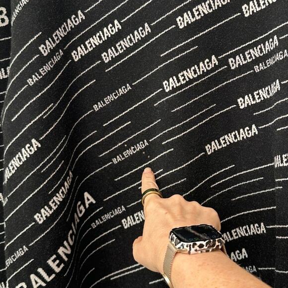 NWT Balenciaga Logo Intarsia Wool-Blend Sweater Black Men's XL - Picture 7 of 15